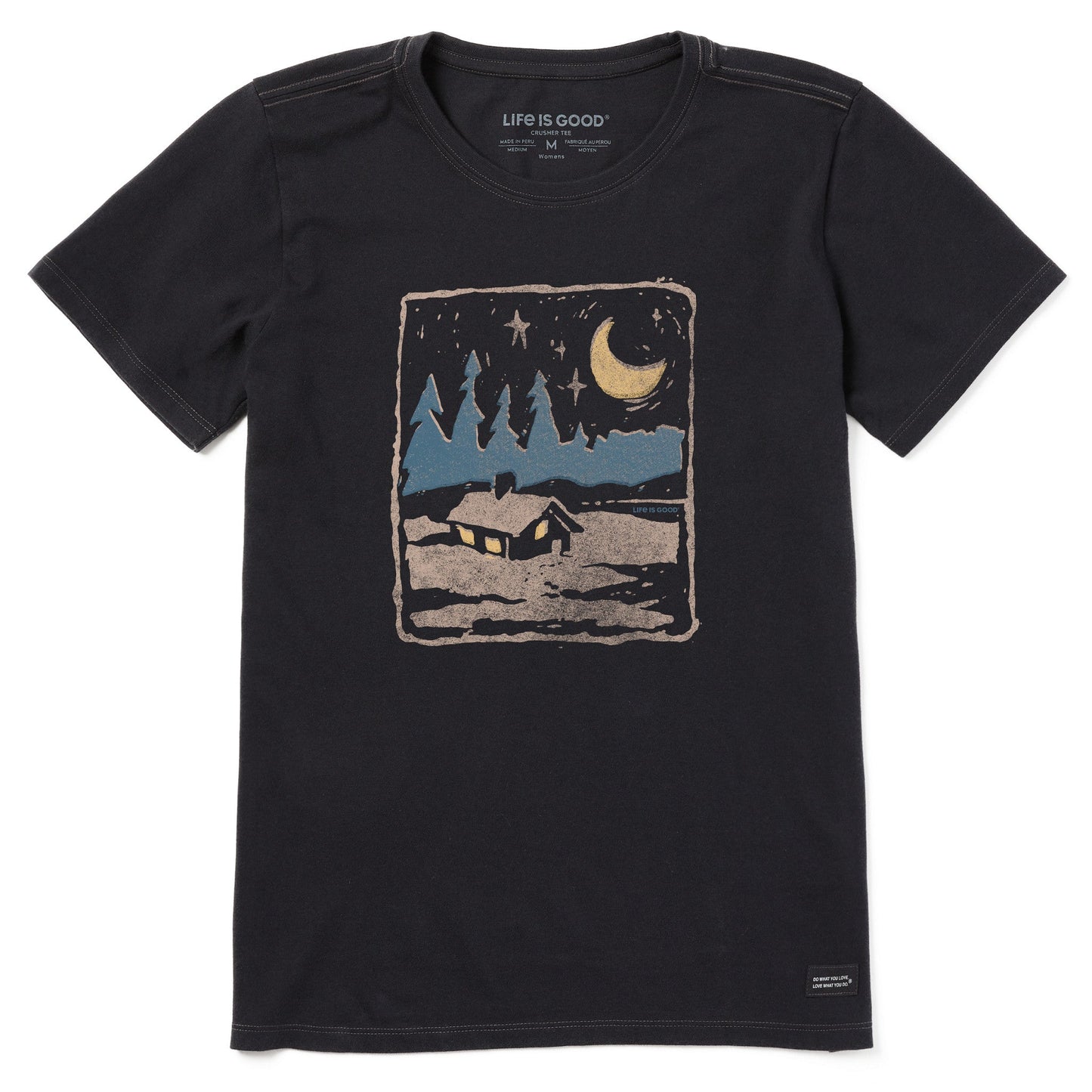 Women's Snowy Moon Cabin Short Sleeve Crusher Tee