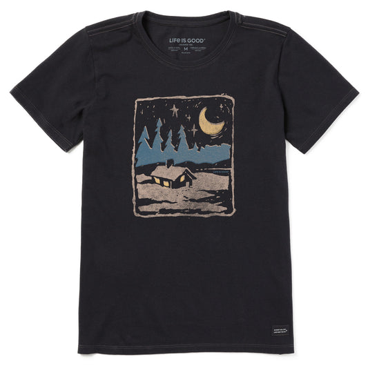 Women's Snowy Moon Cabin Short Sleeve Crusher Tee