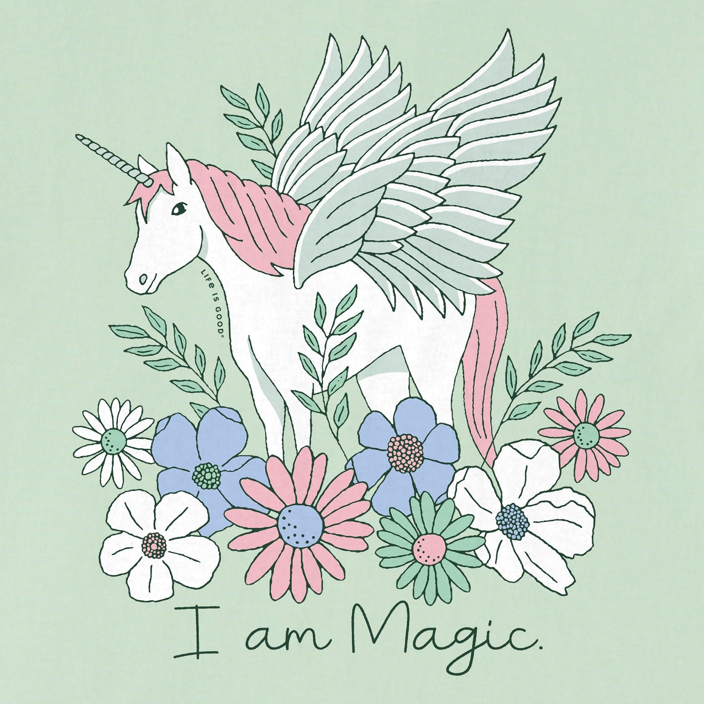 Kids I am Magic Unicorn Pegasus Short Sleeve Crusher Tee