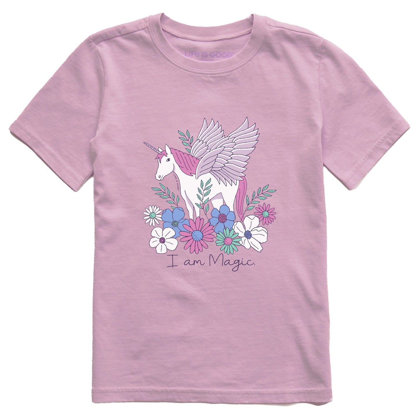 Kids I am Magic Unicorn Pegasus Short Sleeve Crusher Tee
