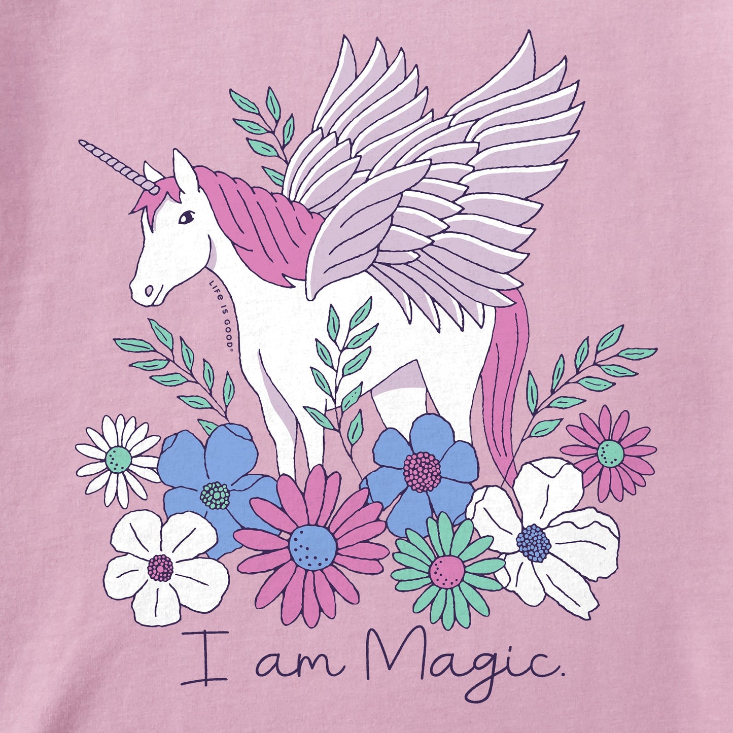 Kids I am Magic Unicorn Pegasus Short Sleeve Crusher Tee