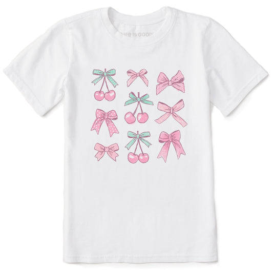 Kids Cherries and Ribbons Short Sleeve Crusher Tee