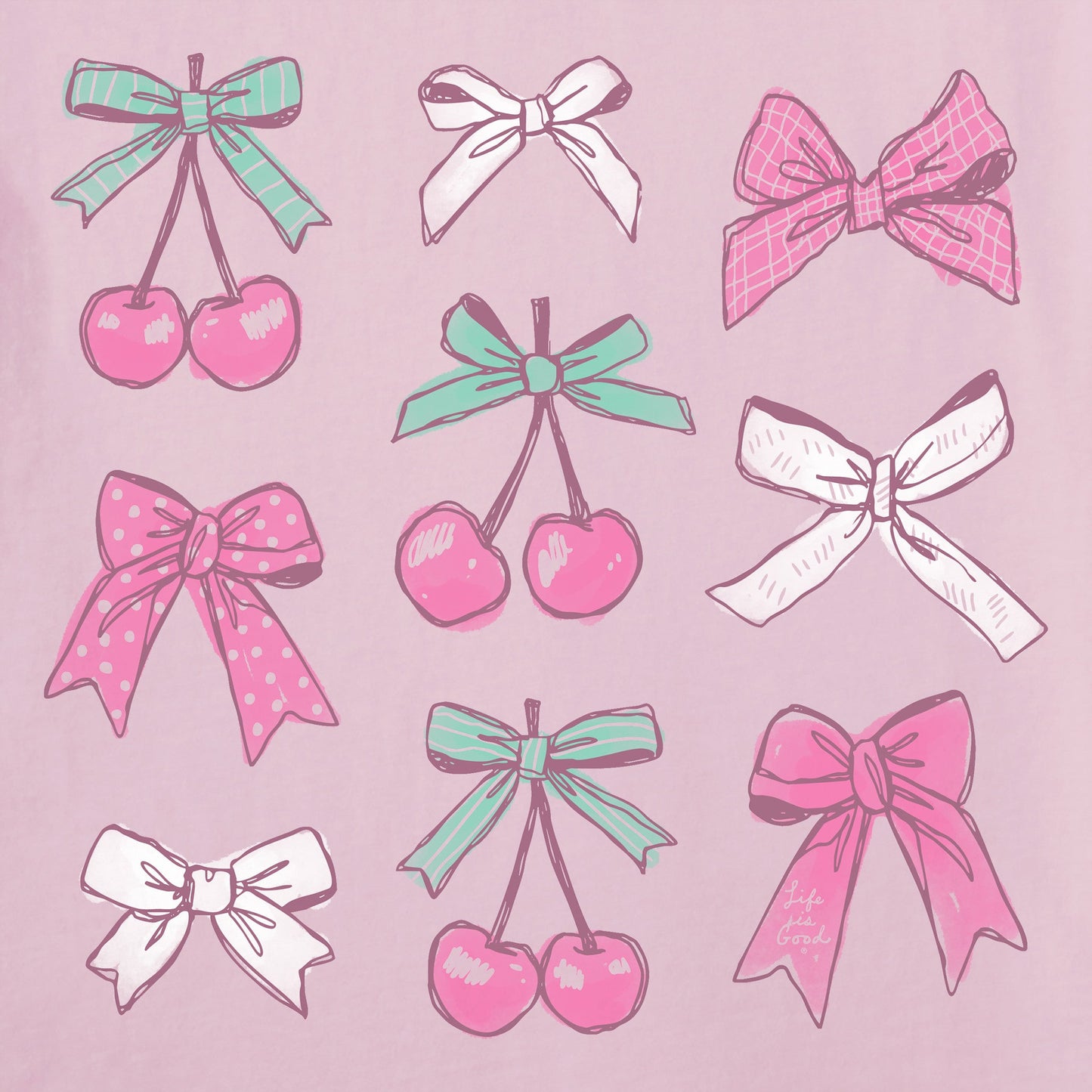 Women's Cherries and Ribbons Short Sleeve Crusher Tee