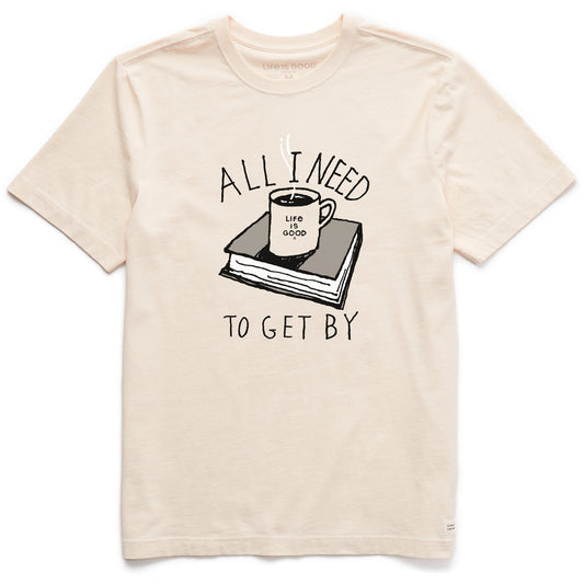 Men's All I Need to Get By Coffee Book Short Sleeve Crusher Tee