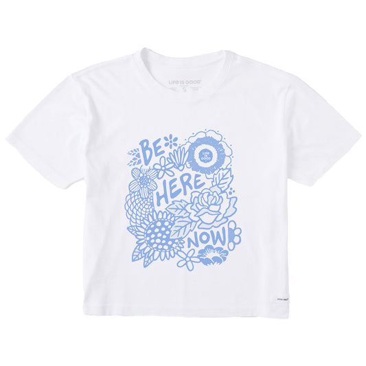 Women's Be Here Now Flower Field Short Sleeve Crusher Boxy Tee