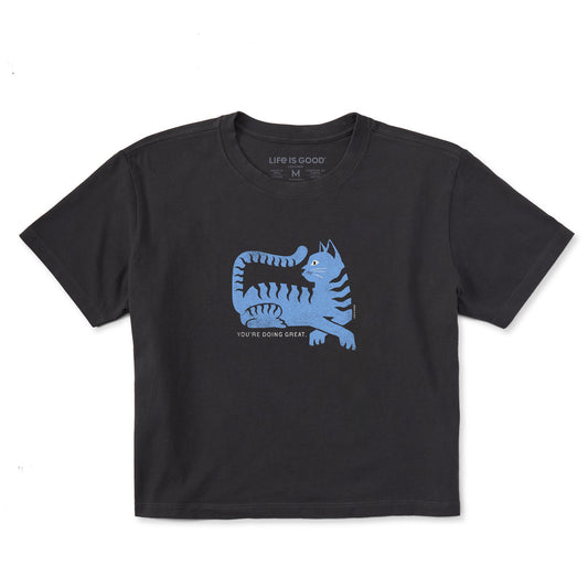 Women's You're Doing Great Cat Short Sleeve Crusher Boxy Tee