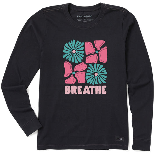 Women's Breathe Four Flowers Long Sleeve Crusher Tee