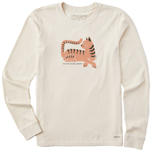 Women's You're Doing Great Cat Long Sleeve Crusher Tee