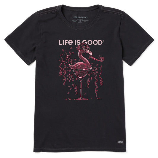 Women's New Years Flamingo Short Sleeve Crusher Tee