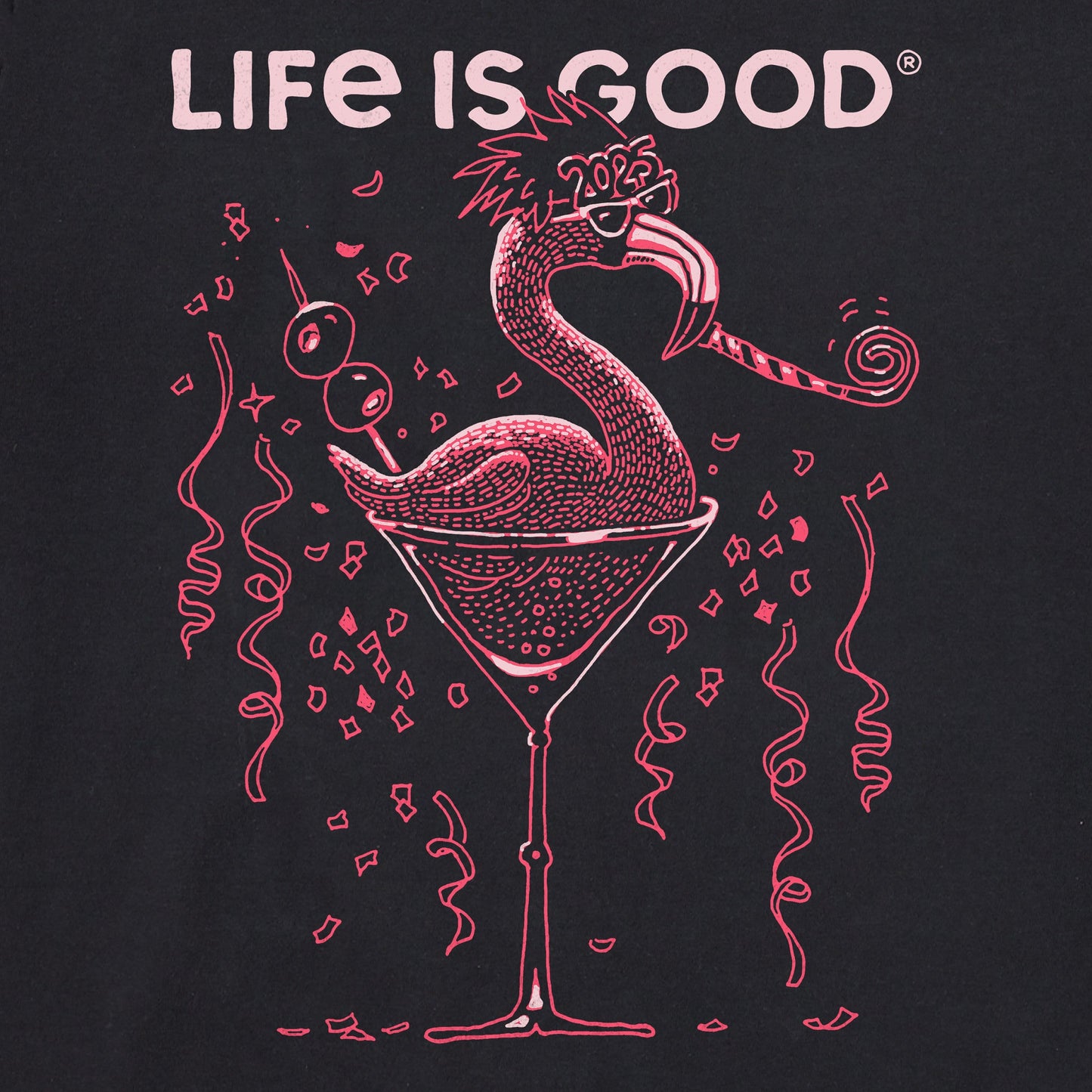 Women's New Years Flamingo Short Sleeve Crusher Tee