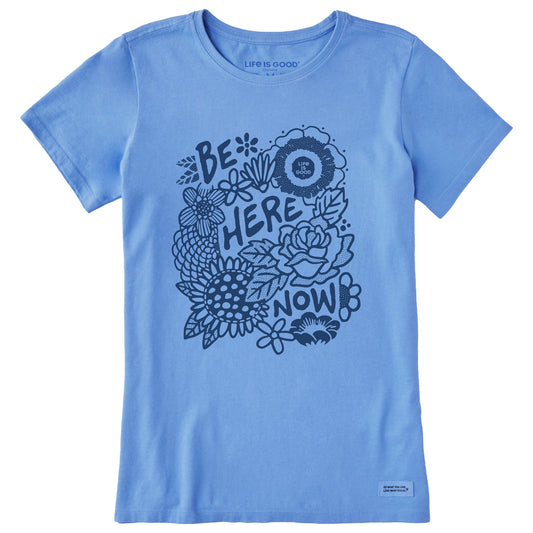 Women's Be Here Now Flower Field Short Sleeve Crusher Tee