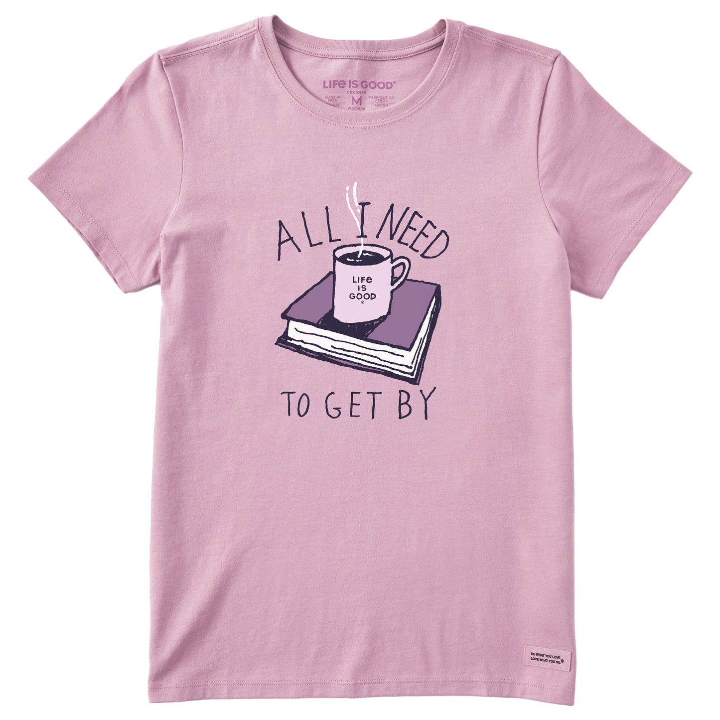 Women's All I Need to Get By Coffee Book Short Sleeve Crusher Tee
