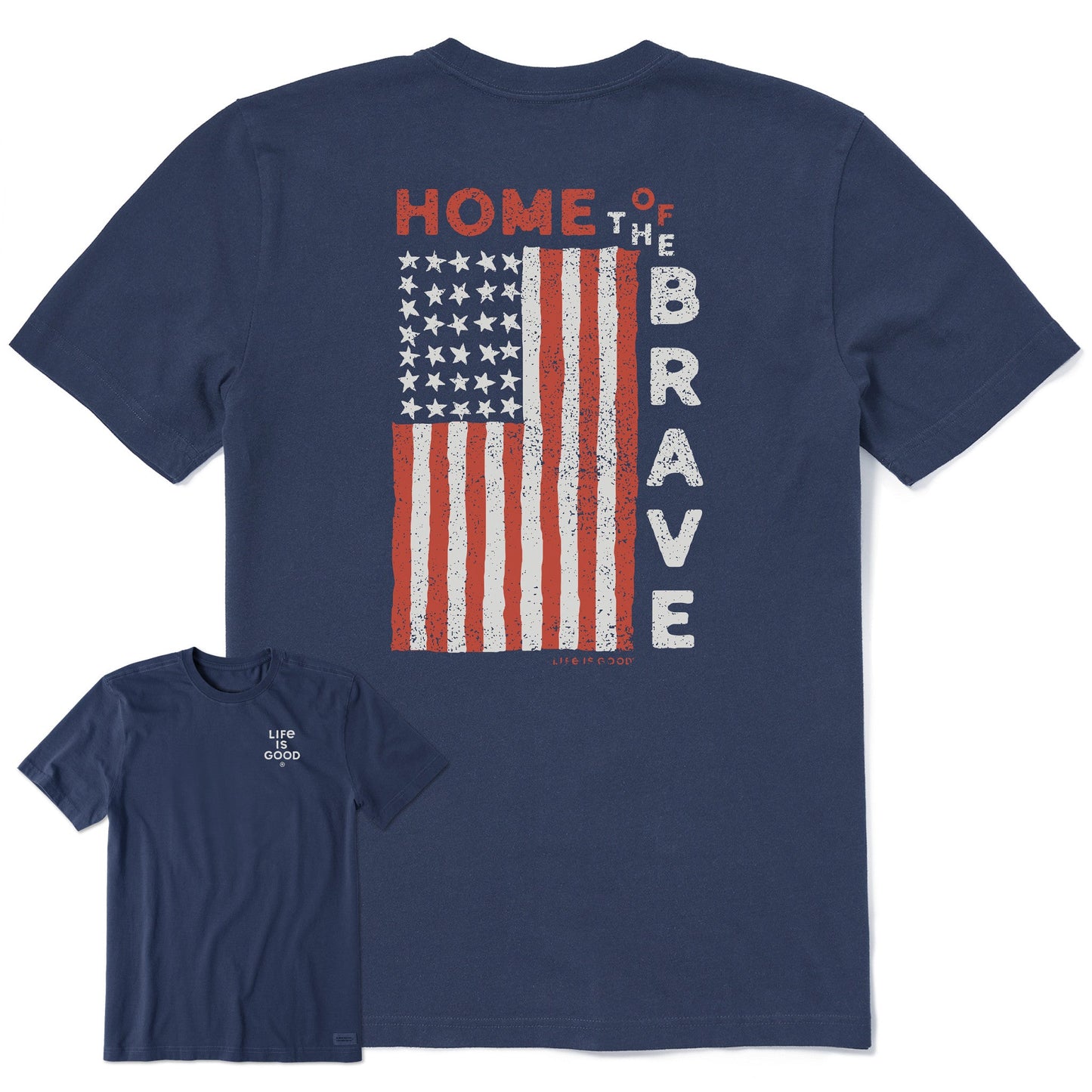 Men's Home of the Brave Raggedy Flag Short Sleeve Crusher Tee