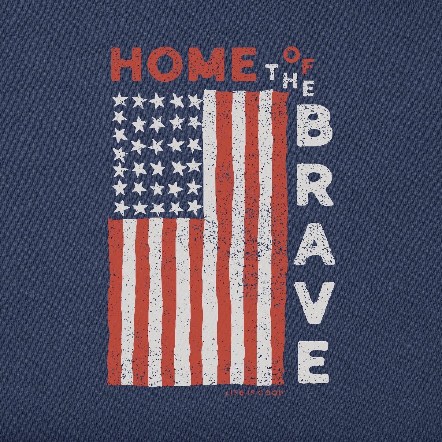 Men's Home of the Brave Raggedy Flag Long Sleeve Crusher Tee