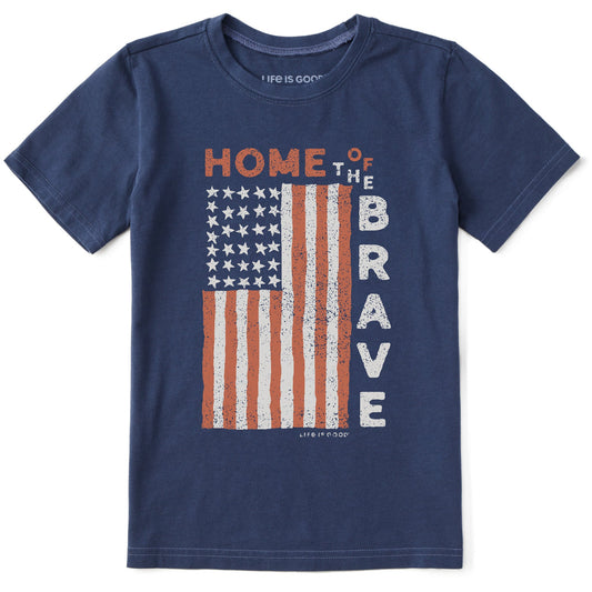 Kids Home of the Brave Raggedy Flag Short Sleeve Crusher Tee