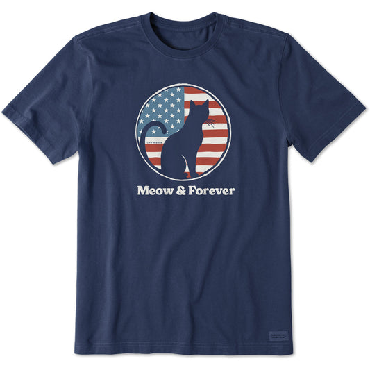 Men's Meow and Forever Cat Short Sleeve Crusher Tee