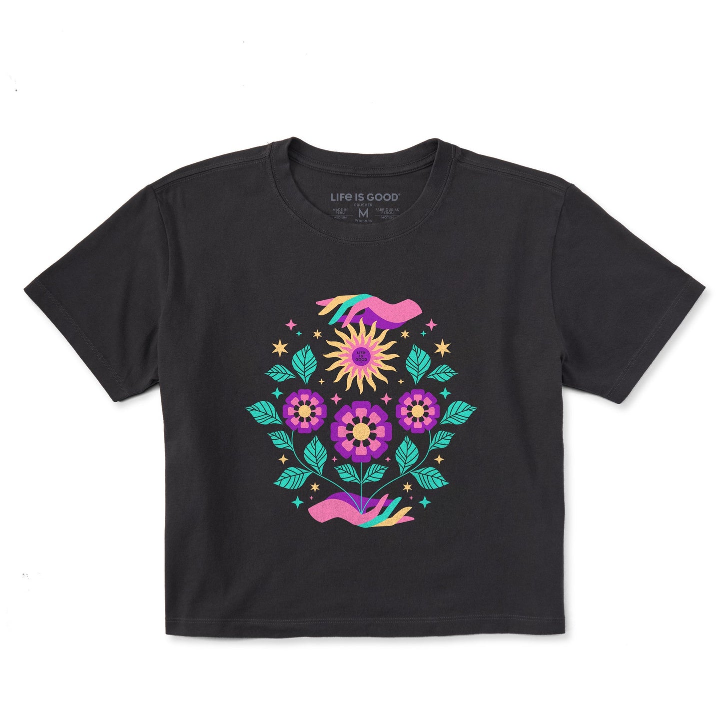 Women's Floral Sun Bloom Short Sleeve Crusher Boxy Tee