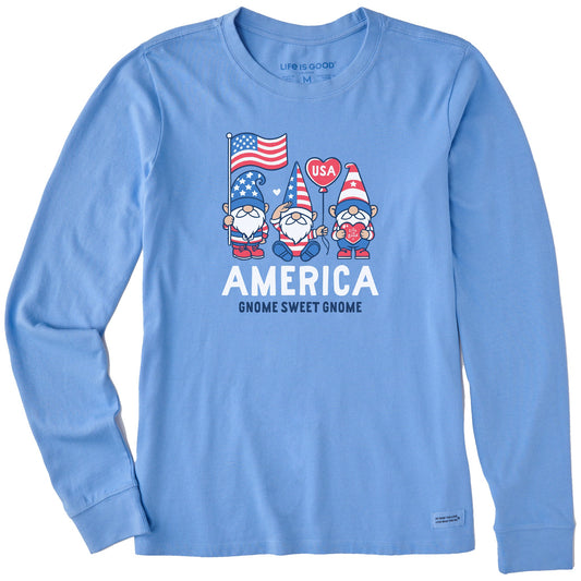 Women's America Gnome Sweet Gnome Long Sleeve Crusher Tee
