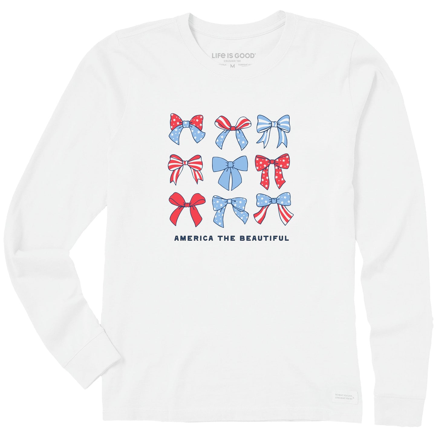 Women's America the Beautiful Bows Long Sleeve Crusher Tee