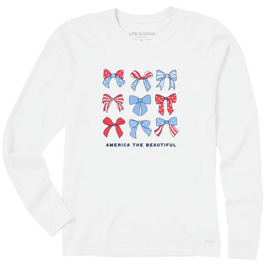 Women's America the Beautiful Bows Long Sleeve Crusher Tee