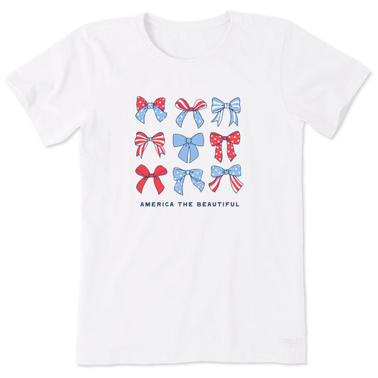 Women's America the Beautiful Bows Short Sleeve Crusher Tee