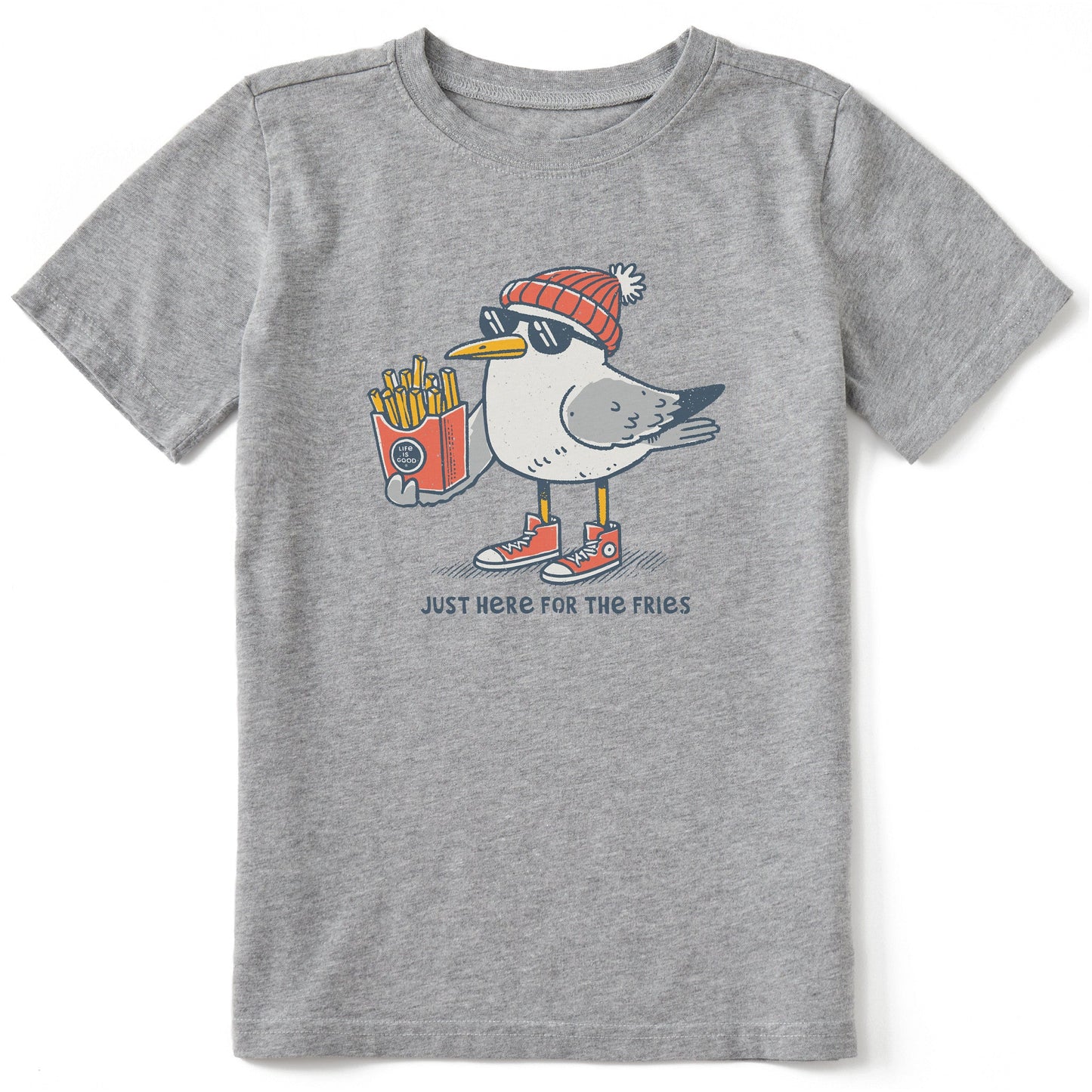 Kids Here for the Fries Seagull Short Sleeve Crusher Tee