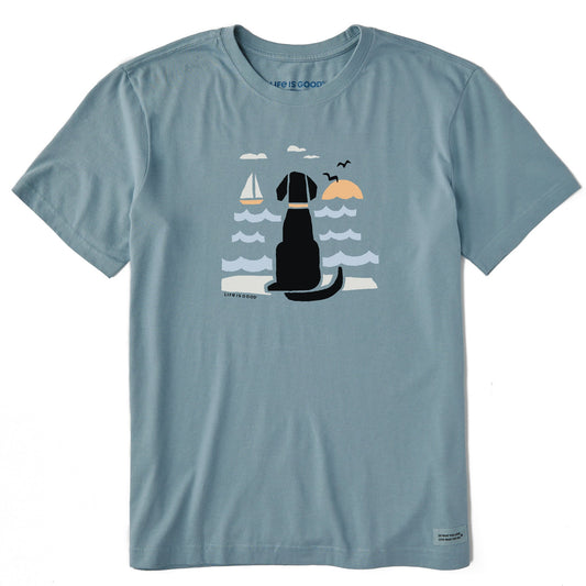Men's Chillin' Dog @ the Beach Short Sleeve Crusher Tee