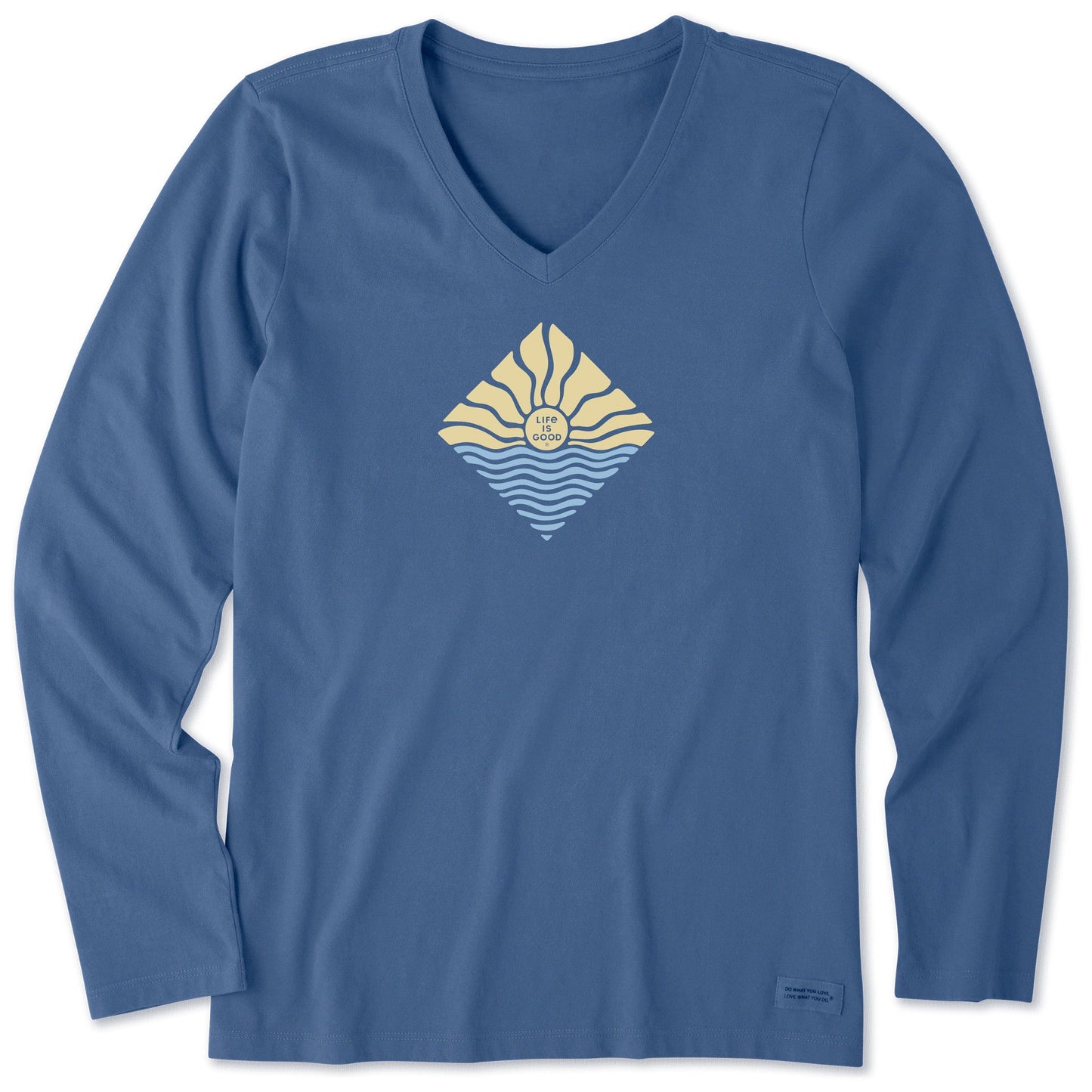 Women's Diamond Waves & Sun Long Sleeve Crusher Vee