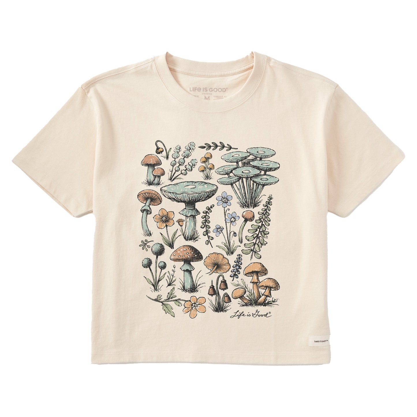 Women's Botanical Shrooms & Wildflowers Short Sleeve Crusher Boxy Tee