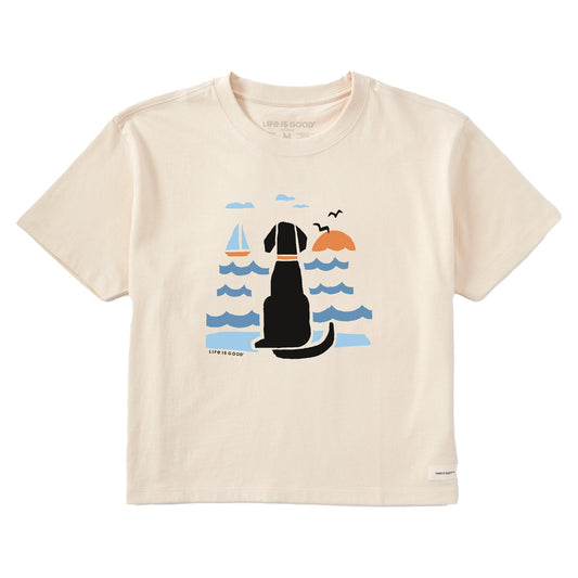 Women's Chillin' Dog @ the Beach Short Sleeve Crusher Boxy Tee