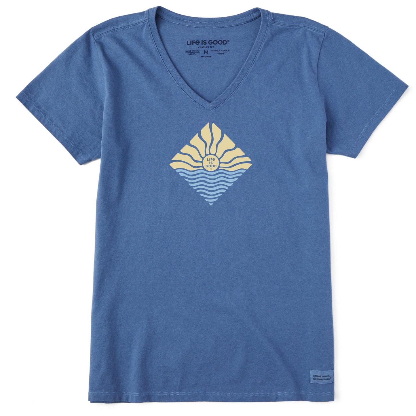 Women's Diamond Waves & Sun Short Sleeve Crusher Vee