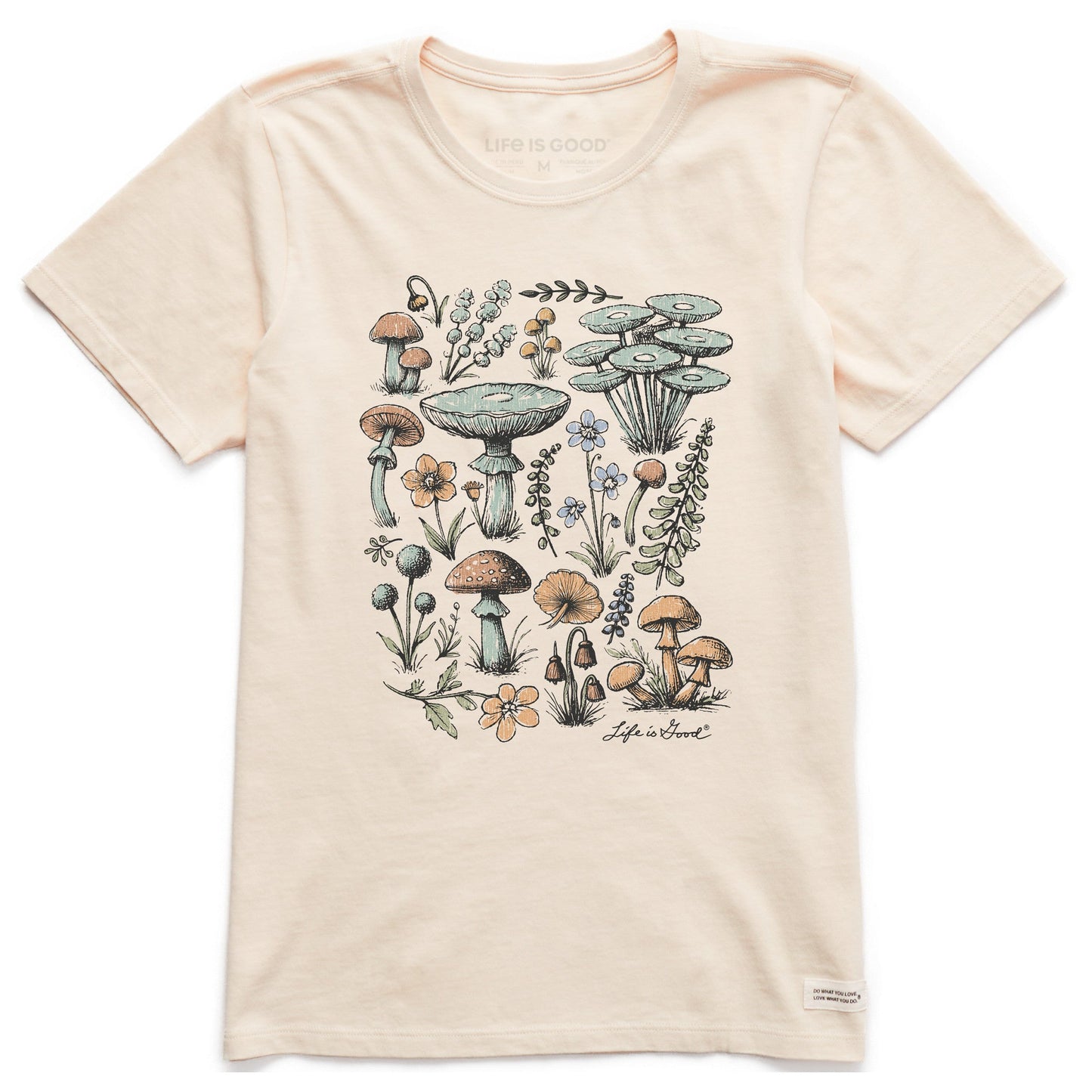 Women's Botanical Shrooms & Wildflowers Short Sleeve Crusher Tee