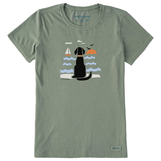 Women's Chillin' Dog @ the Beach Short Sleeve Crusher Tee