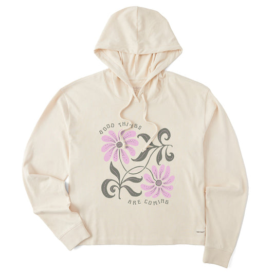 Women's Good Things are Coming Daisies Crusher Boxy Hoodie