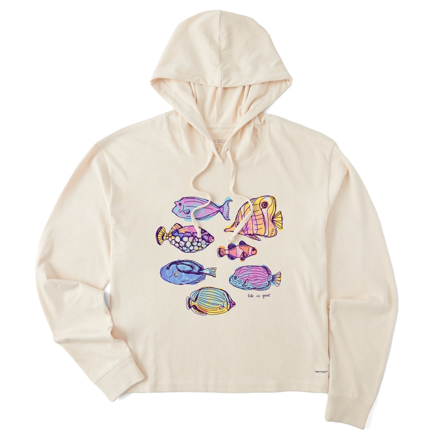 Women's Watercolor Tropical Fish Crusher Boxy Hoodie