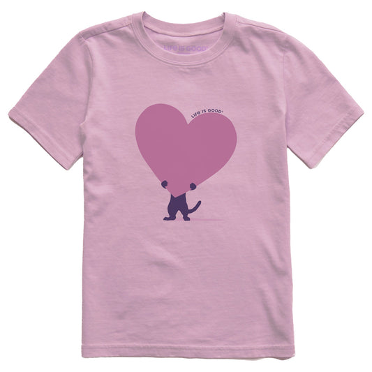 Kids Cat with Heart Short Sleeve Crusher Tee