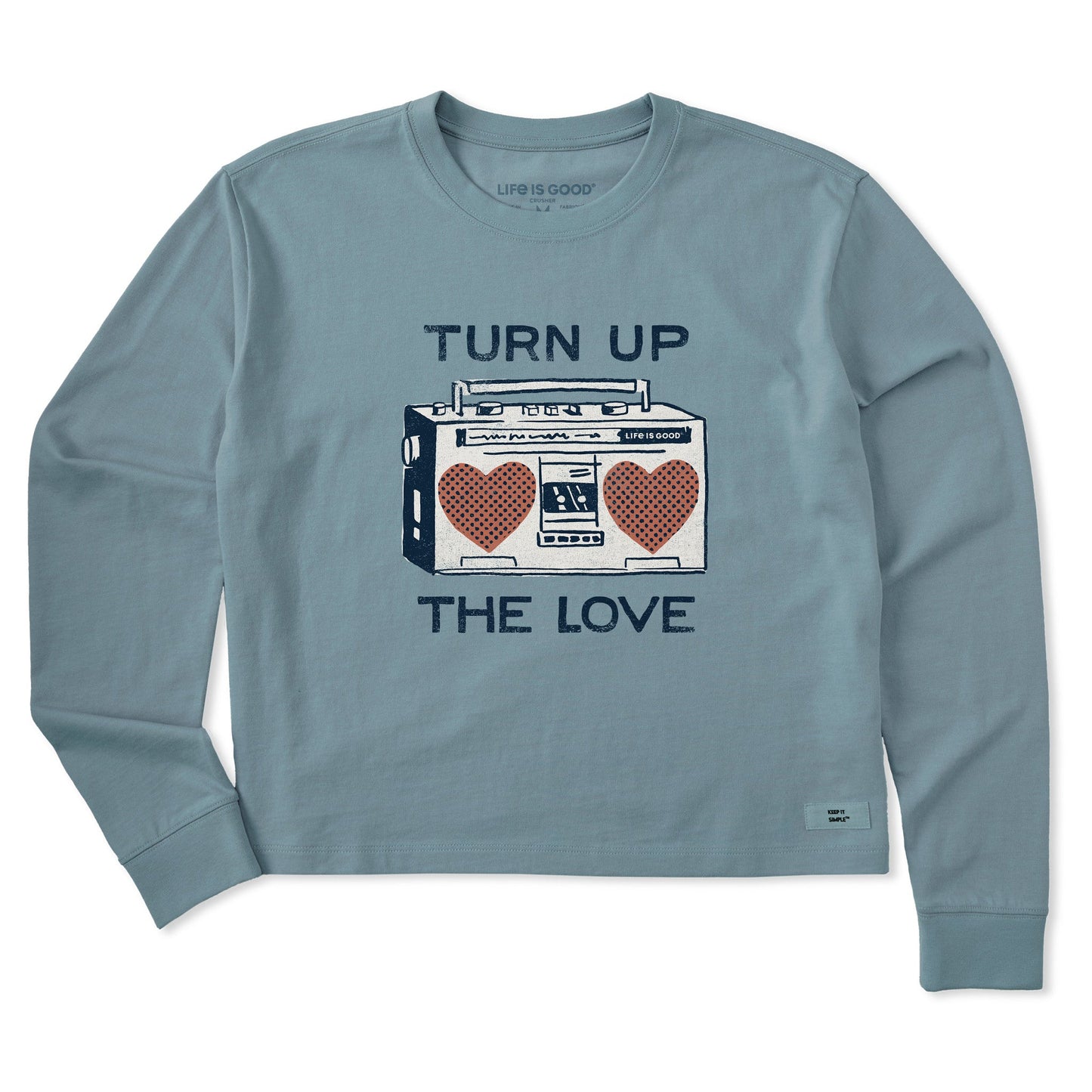 Women's Turn Up the Love Stereo Long Sleeve Crusher Boxy Tee