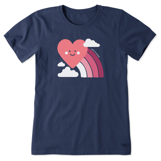 Women's Rainbow and Heart Short Sleeve Crusher Tee