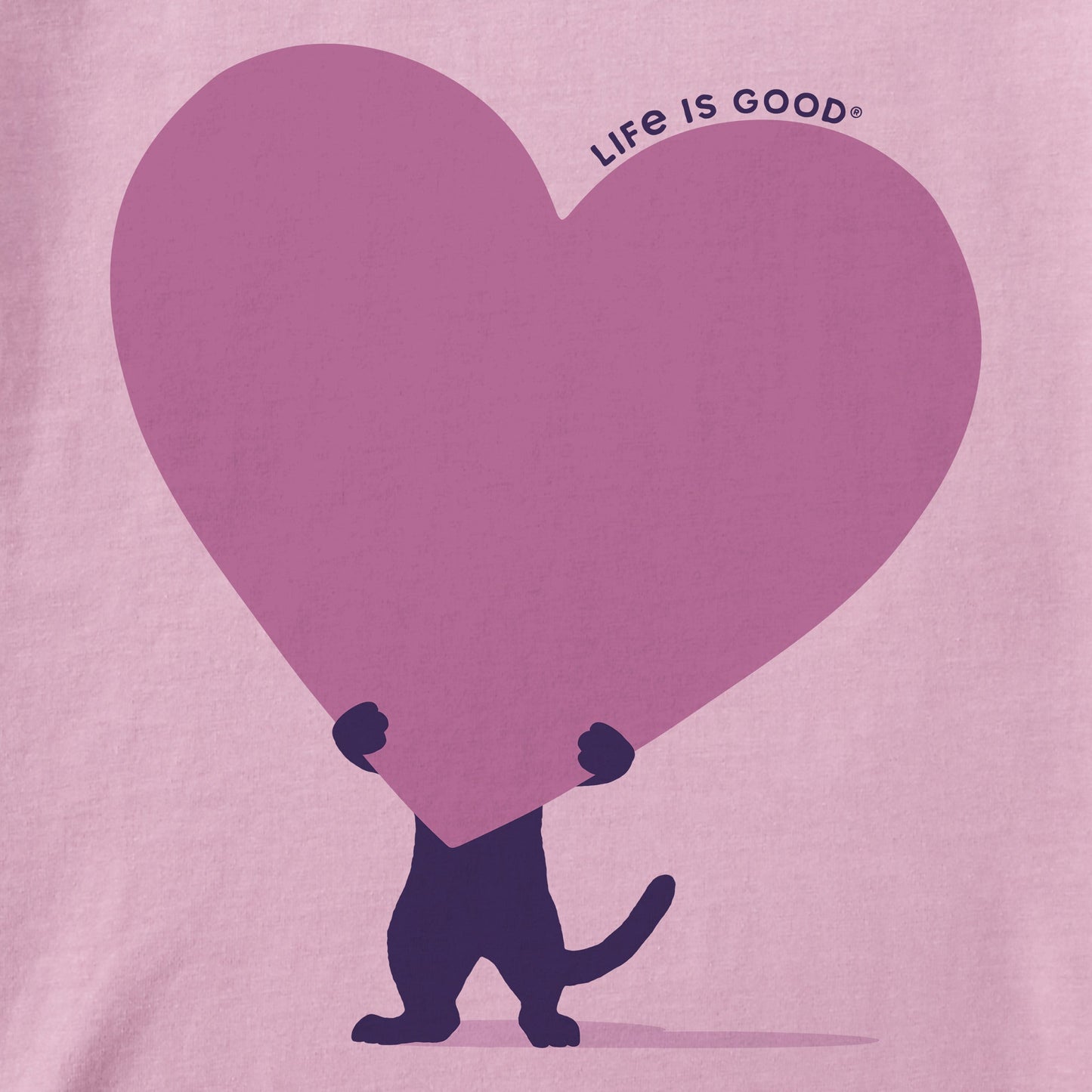 Women's Cat with Heart Short Sleeve Crusher Tee