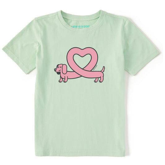 Kids Weiner Dog Heart Short Sleeve Crusher Tee