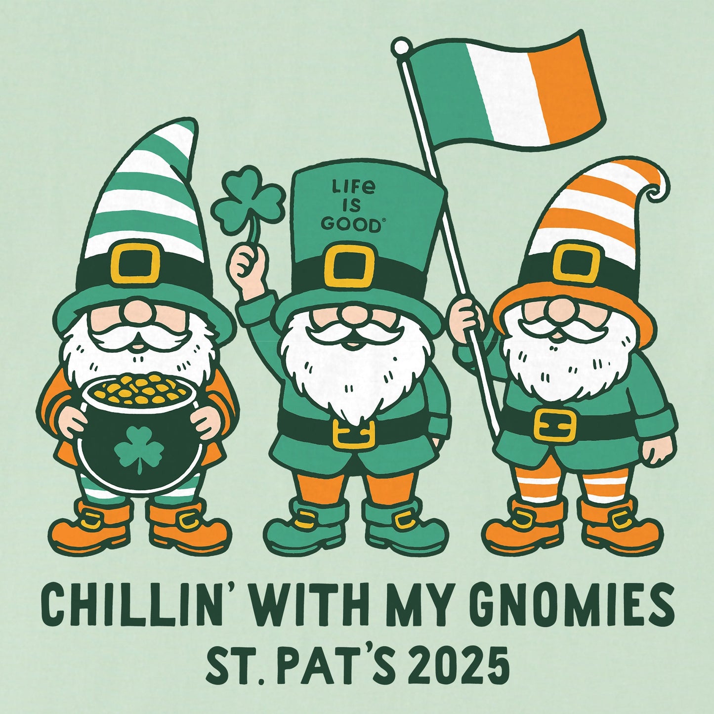 Kids Chillin With My St Pats Gnomies 2025 Short Sleeve Crusher Tee