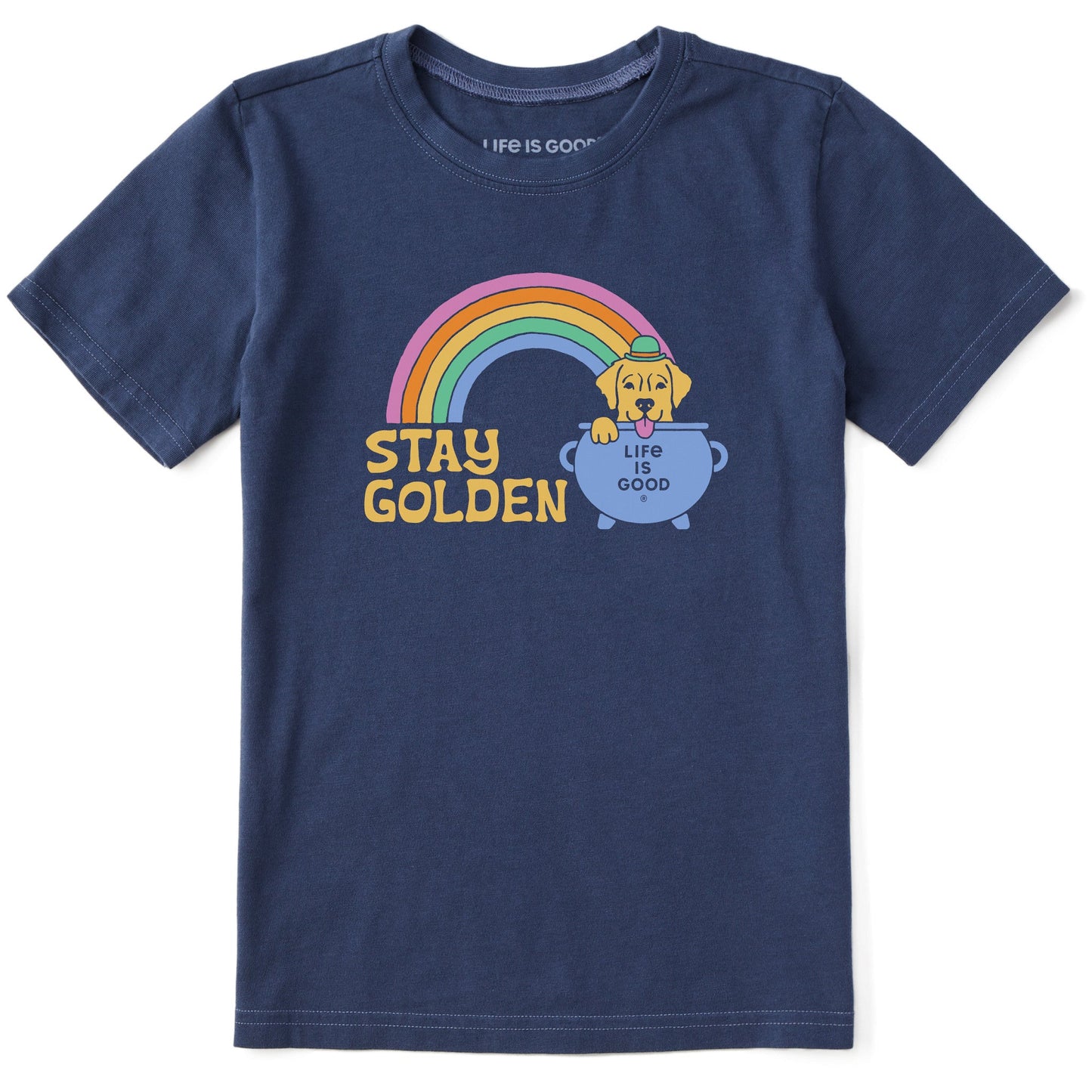 Kids Stay Golden Retriever Short Sleeve Crusher Tee