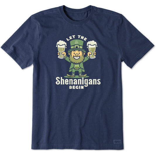 Men's Let the Shenanigans Begin Leprechaun Short Sleeve Crusher Tee