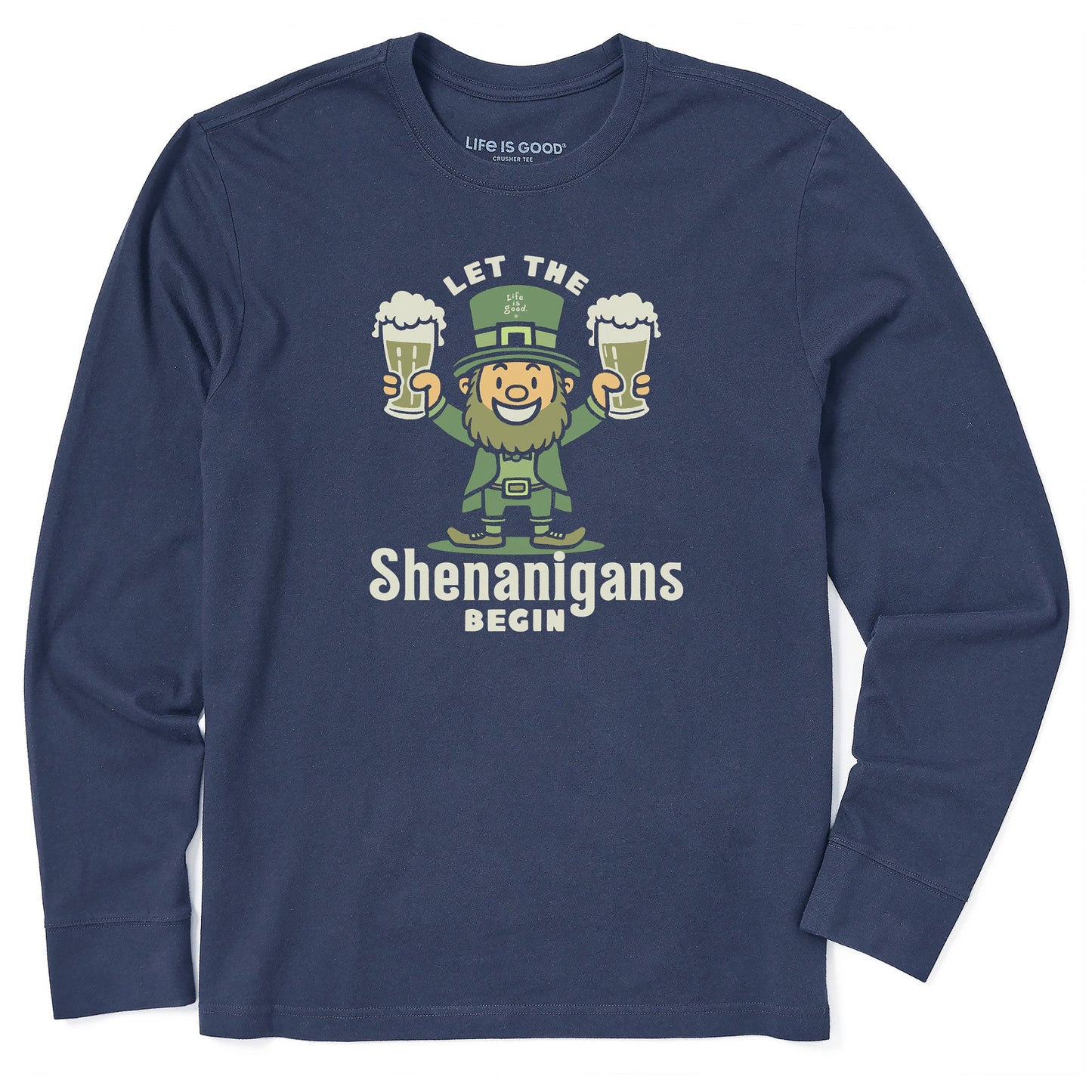Men's Let the Shenanigans Begin Leprechaun Long Sleeve Crusher Tee