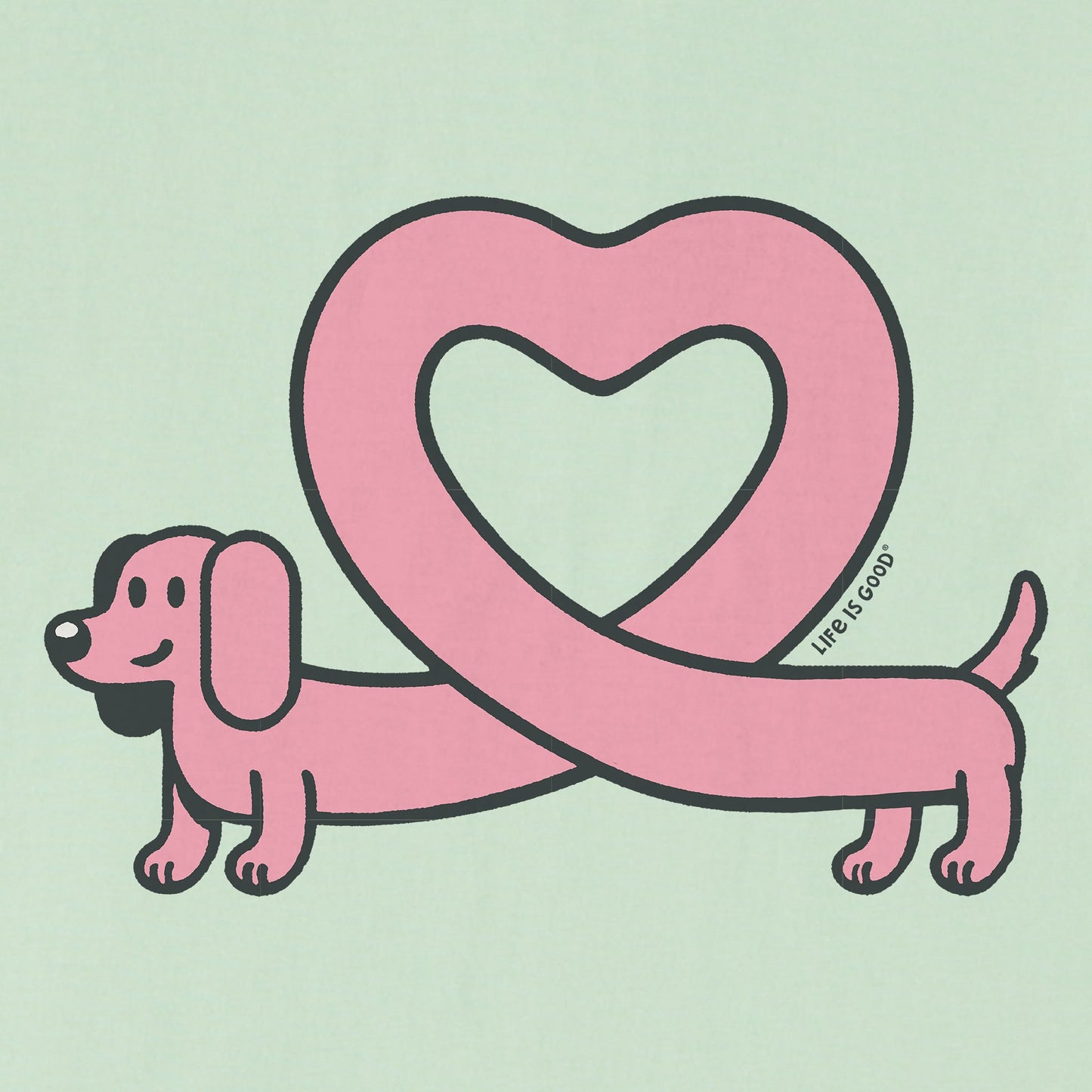 Women's Weiner Dog Heart Short Sleeve Crusher Boxy Tee