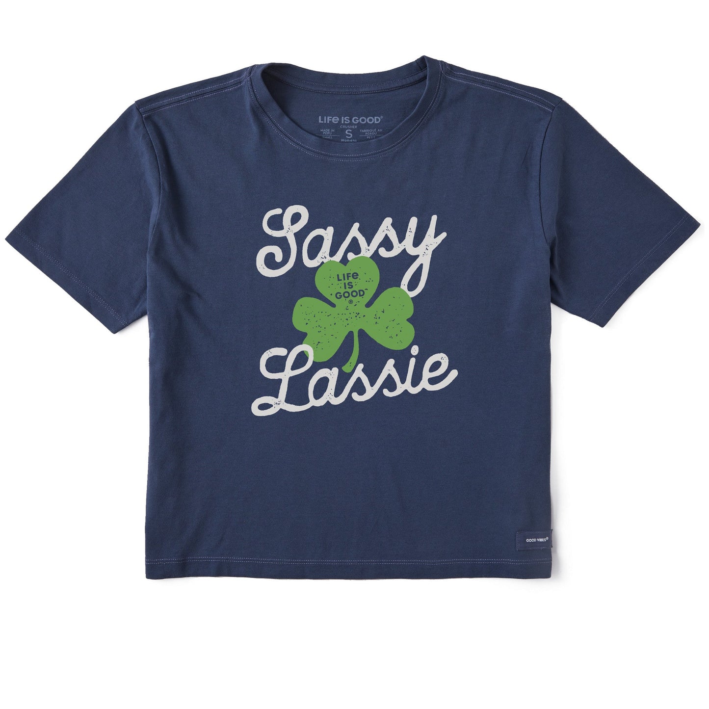 Women's Sassy Lassie Script Short Sleeve Crusher Boxy Tee