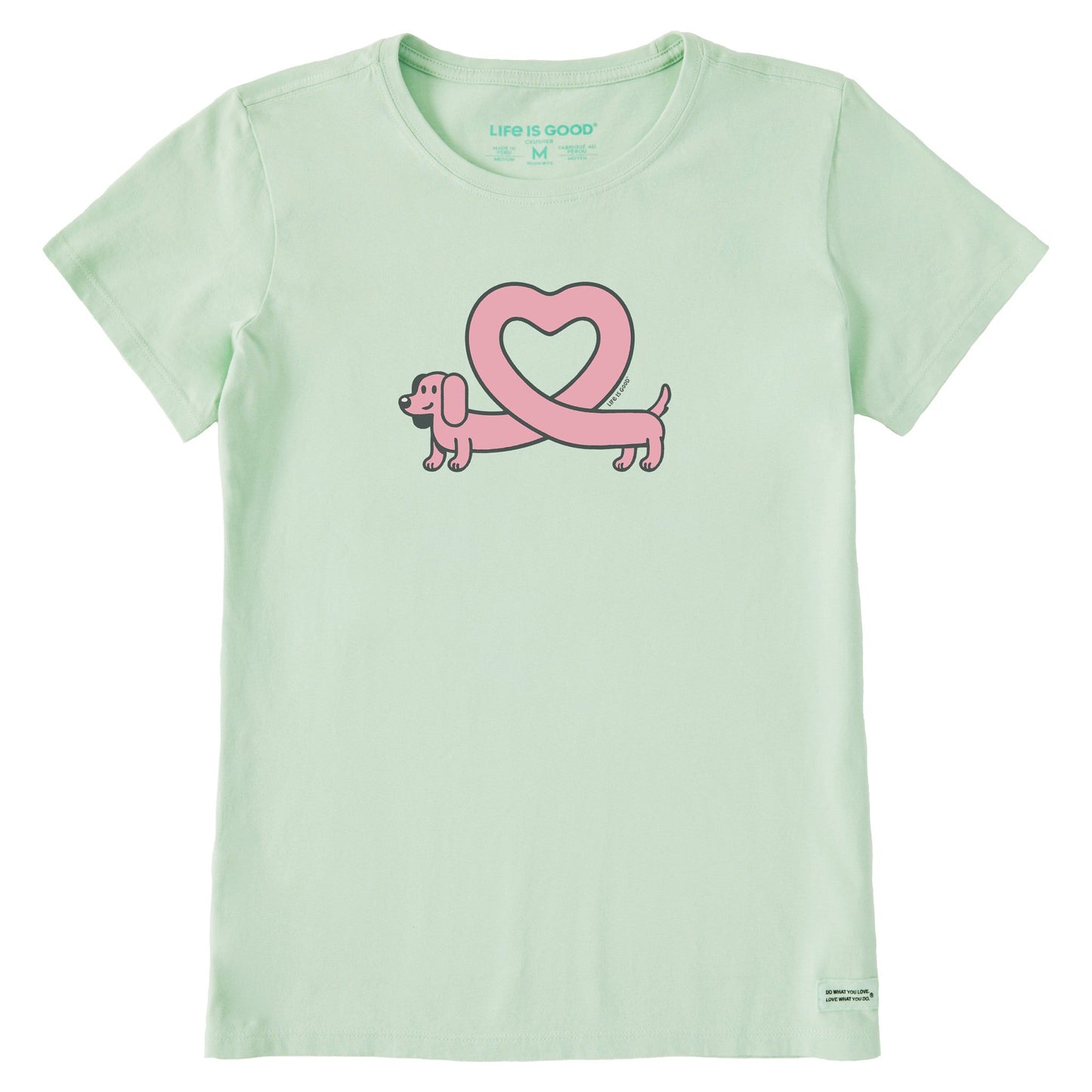 Women's Weiner Dog Heart Short Sleeve Crusher Tee
