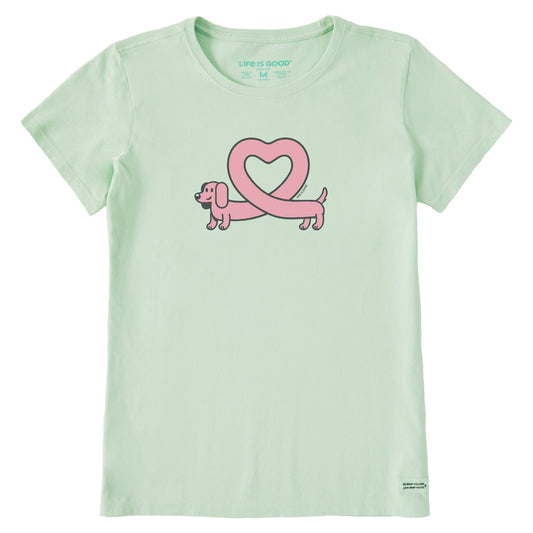 Women's Weiner Dog Heart Short Sleeve Crusher Tee