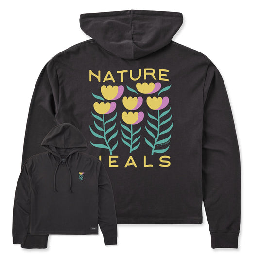 Women's Nature Heals Flowers Crusher Boxy Hoodie