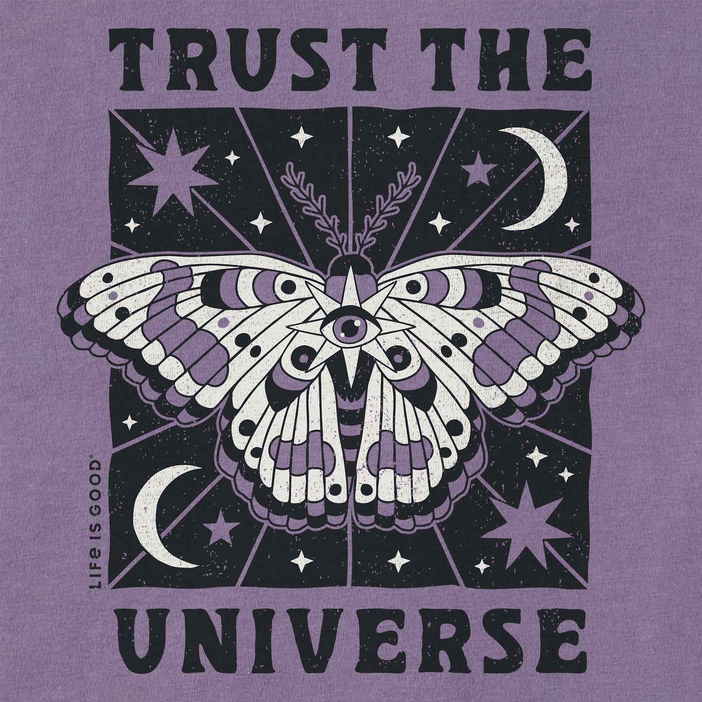 Women's Trust the Universe Moth Short Sleeve Crusher Boxy Tee